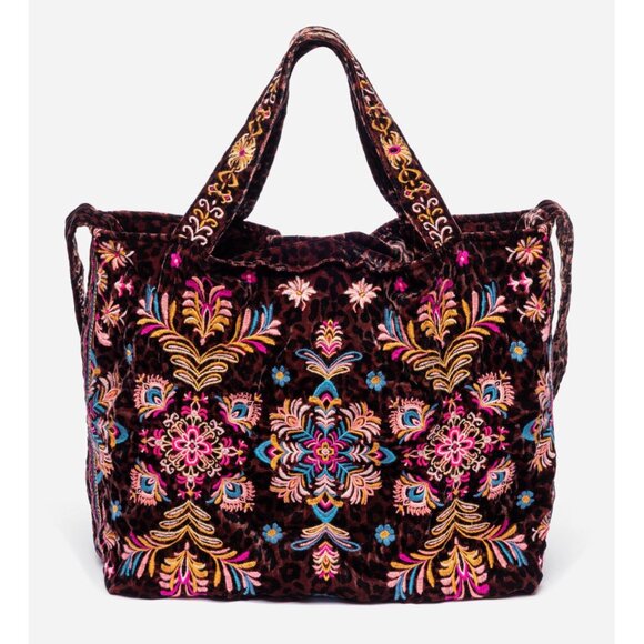 Johnny Was Velvet Tote Bag, NEW, Misty Leopard - Picture 1 of 5